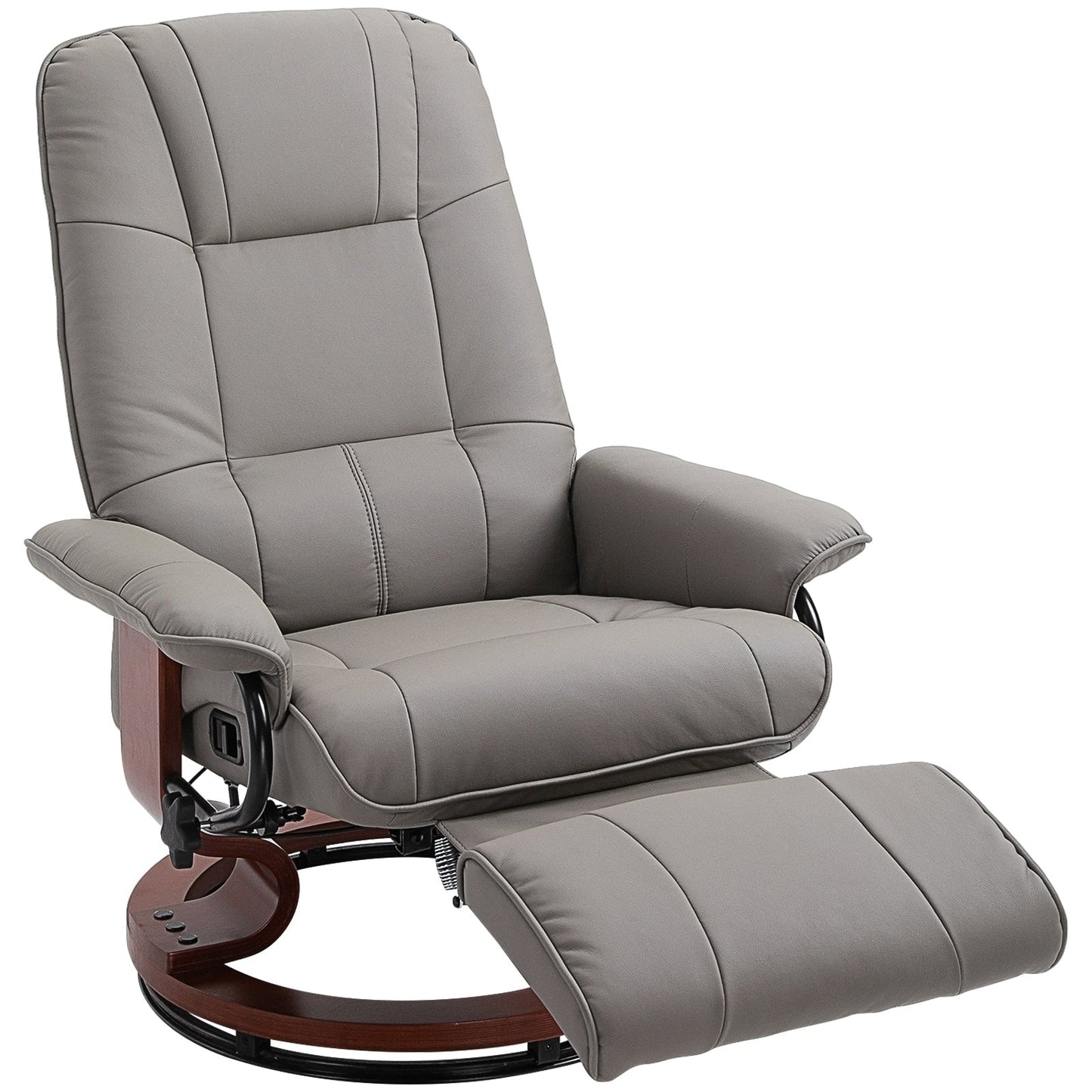 Fauteuil inclinable manuel pivotant et réglable en similicuir HomCom avec repose-pieds confortable et relaxant