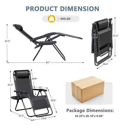 Homall Patio Zero Gravity Chair Lawn Lounge Chair with Pillow Set of 2