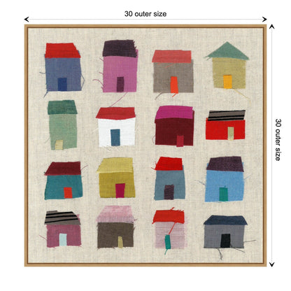 Houses by Jenny Frean Framed Canvas Wall Art Print - Sylvie Maple