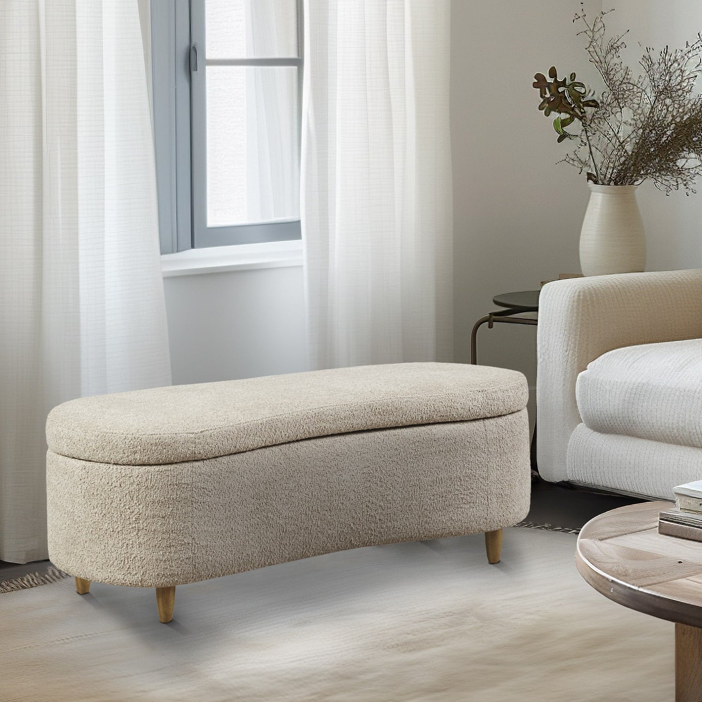 Banc d'appoint de rangement incurvé de style boucle INK IVY Bailey