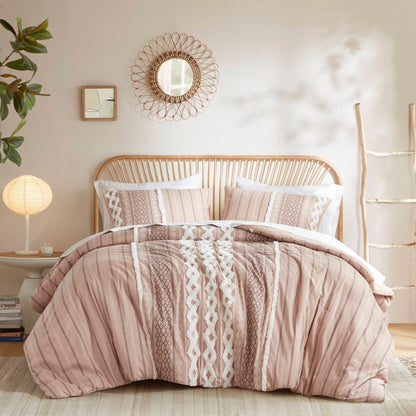 INK+IVY Imani Cotton Printed Duvet Cover Set with Chenille