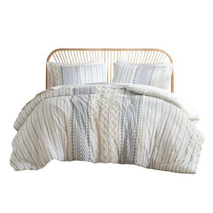 INK+IVY Imani Cotton Printed Duvet Cover Set with Chenille