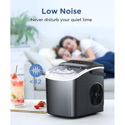 Ice Makers Countertop, Portable Ice Maker Machine with Handle, Self-Cleaning Ice Maker, for Home/Office/Kitchen