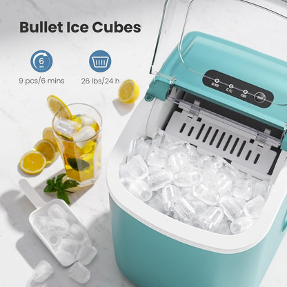 Ice Makers Countertop, Portable Ice Maker Machine with Handle, Self-Cleaning Ice Maker, for Home/Office/Kitchen