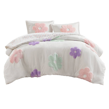 Intelligent Design Kids Madeline Floral Reversible Tufted Chenille Duvet Cover Set