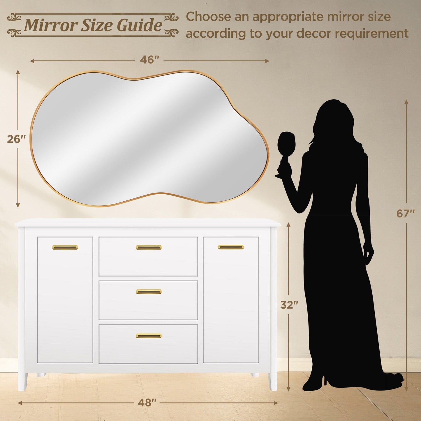 Irregular Wall Mirror Asymmetrical Decorative Wall Mirror