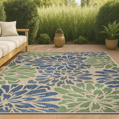 JONATHAN Y Floral Textured Weave Indoor/Outdoor Area Rug