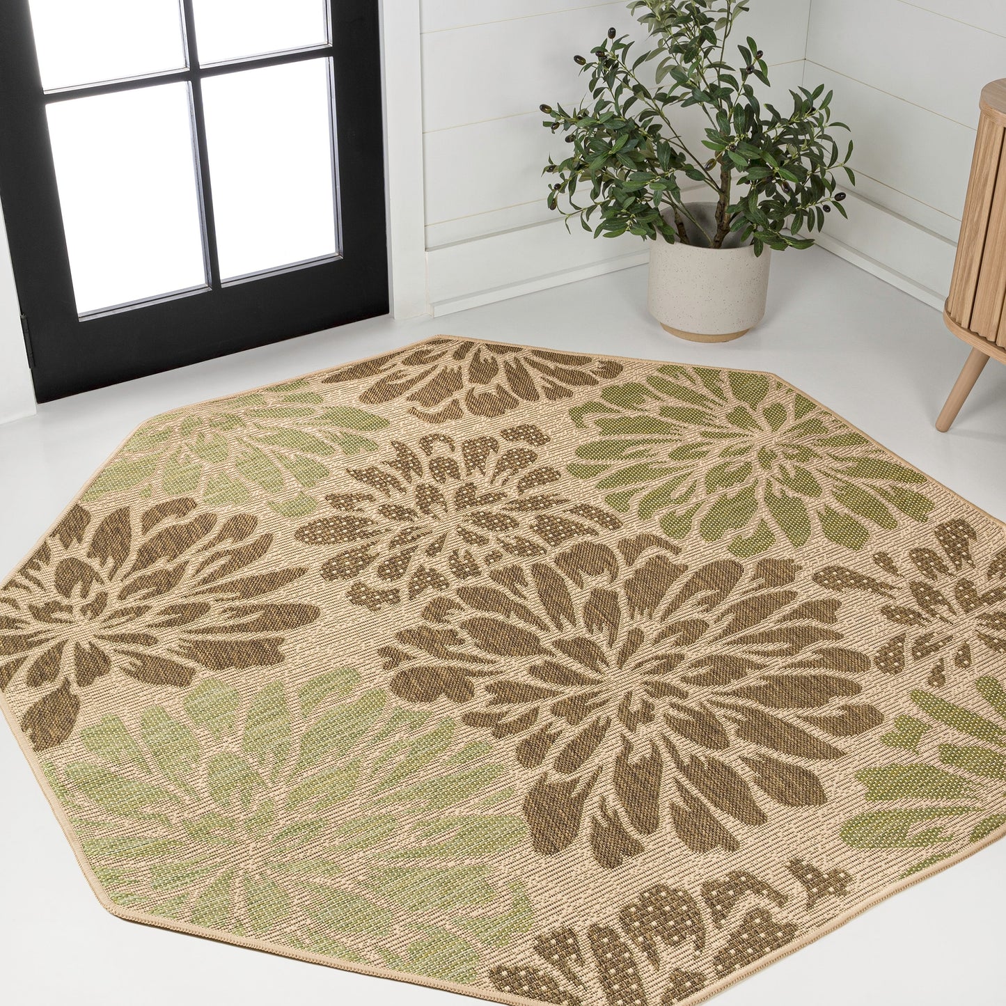 JONATHAN Y Floral Textured Weave Indoor/Outdoor Area Rug