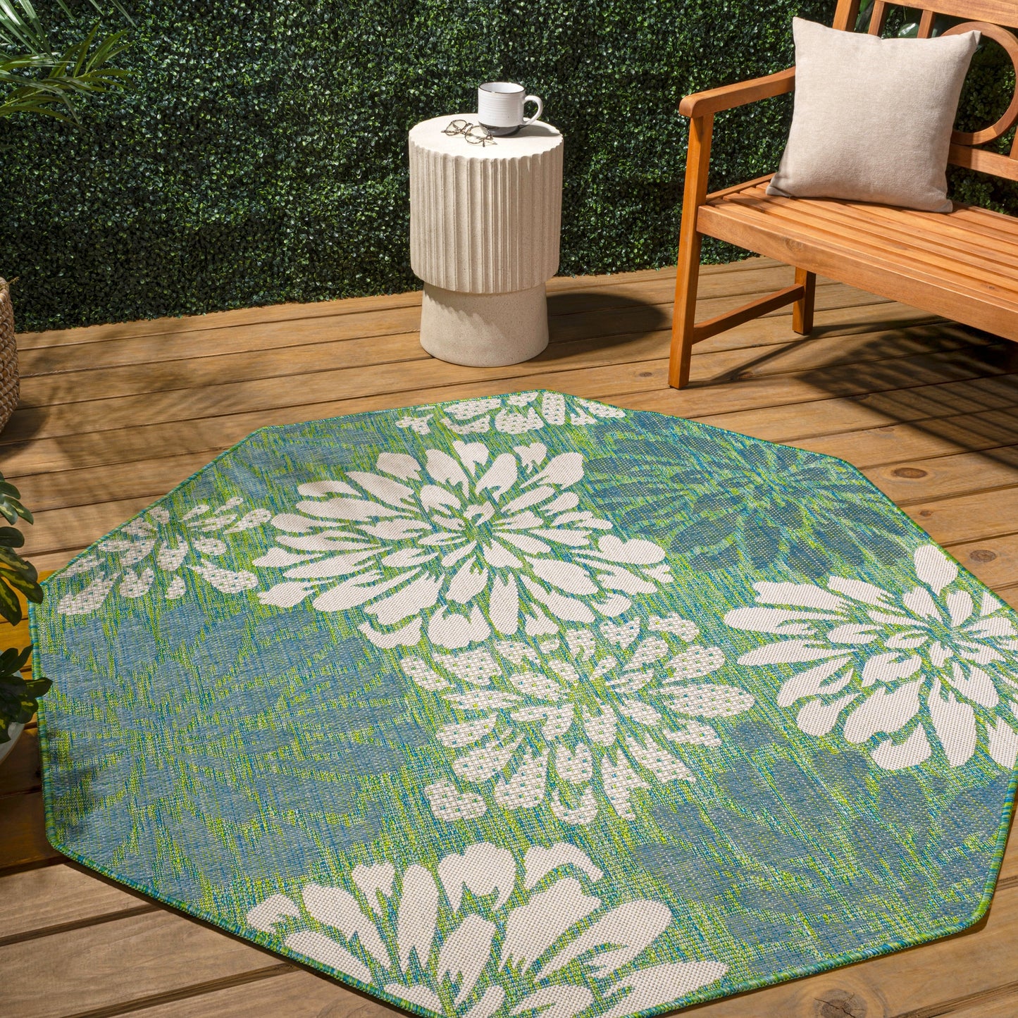 JONATHAN Y Floral Textured Weave Indoor/Outdoor Area Rug