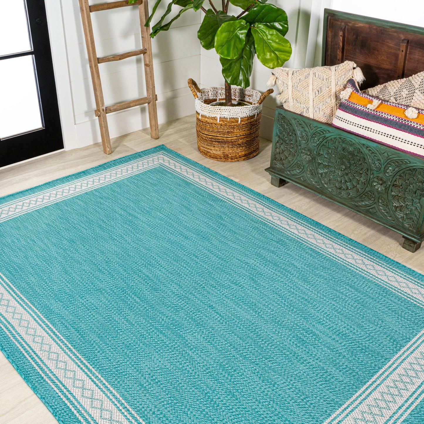 JONATHAN Y Havana Classic Diamond Border Indoor/Outdoor Area Rug