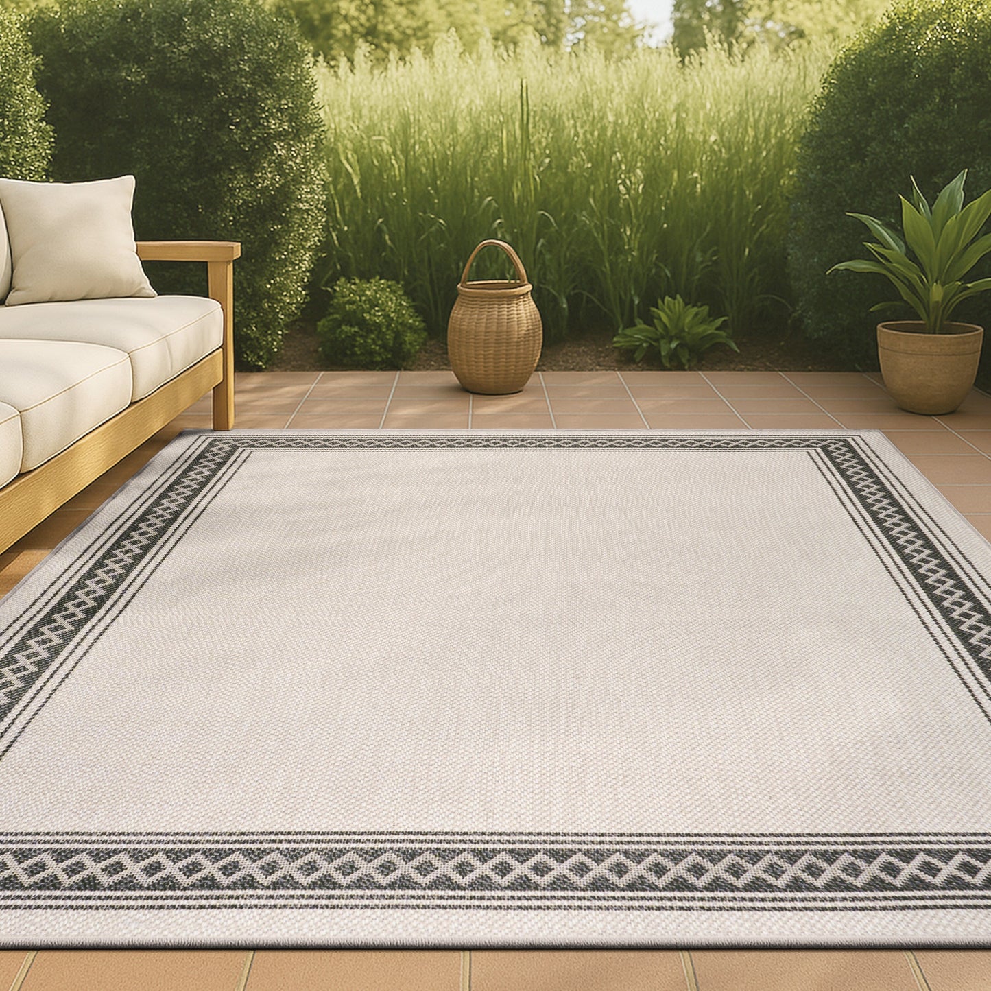JONATHAN Y Havana Classic Diamond Border Indoor/Outdoor Area Rug