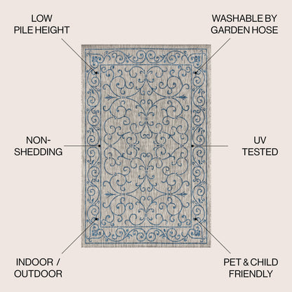 JONATHAN Y Filigree Textured Weave Indoor/Outdoor Area Rug