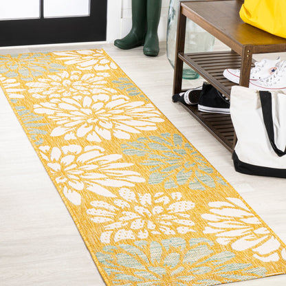 JONATHAN Y Floral Textured Weave Indoor/Outdoor Area Rug