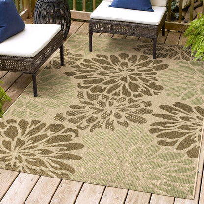 JONATHAN Y Floral Textured Weave Indoor/Outdoor Area Rug