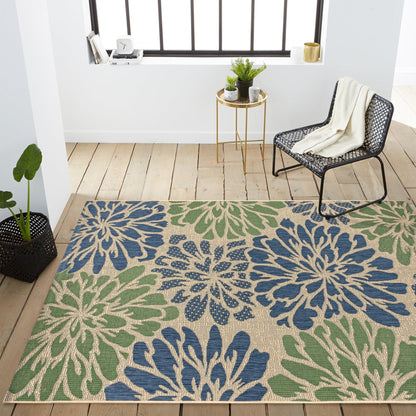 JONATHAN Y Floral Textured Weave Indoor/Outdoor Area Rug