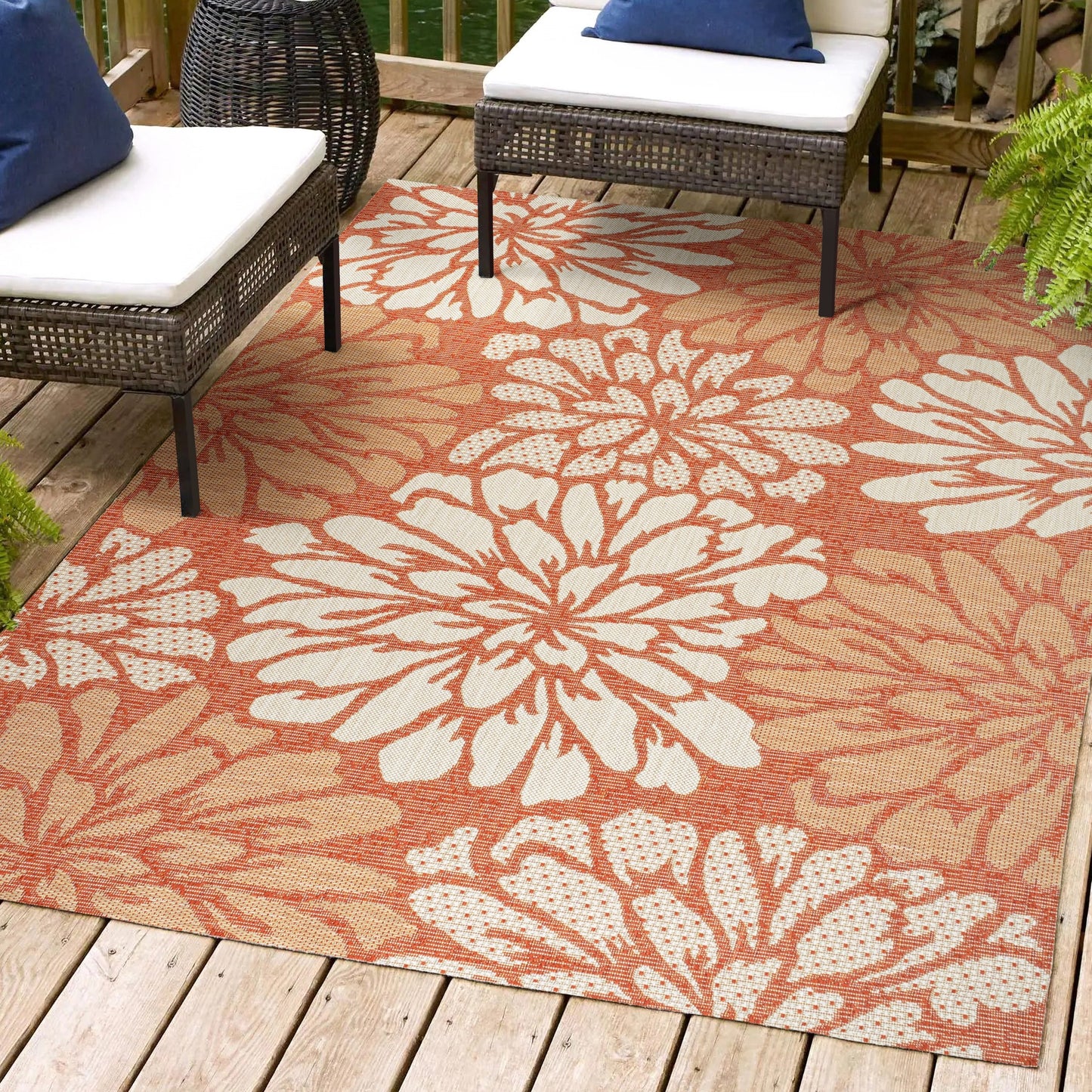 JONATHAN Y Floral Textured Weave Indoor/Outdoor Area Rug