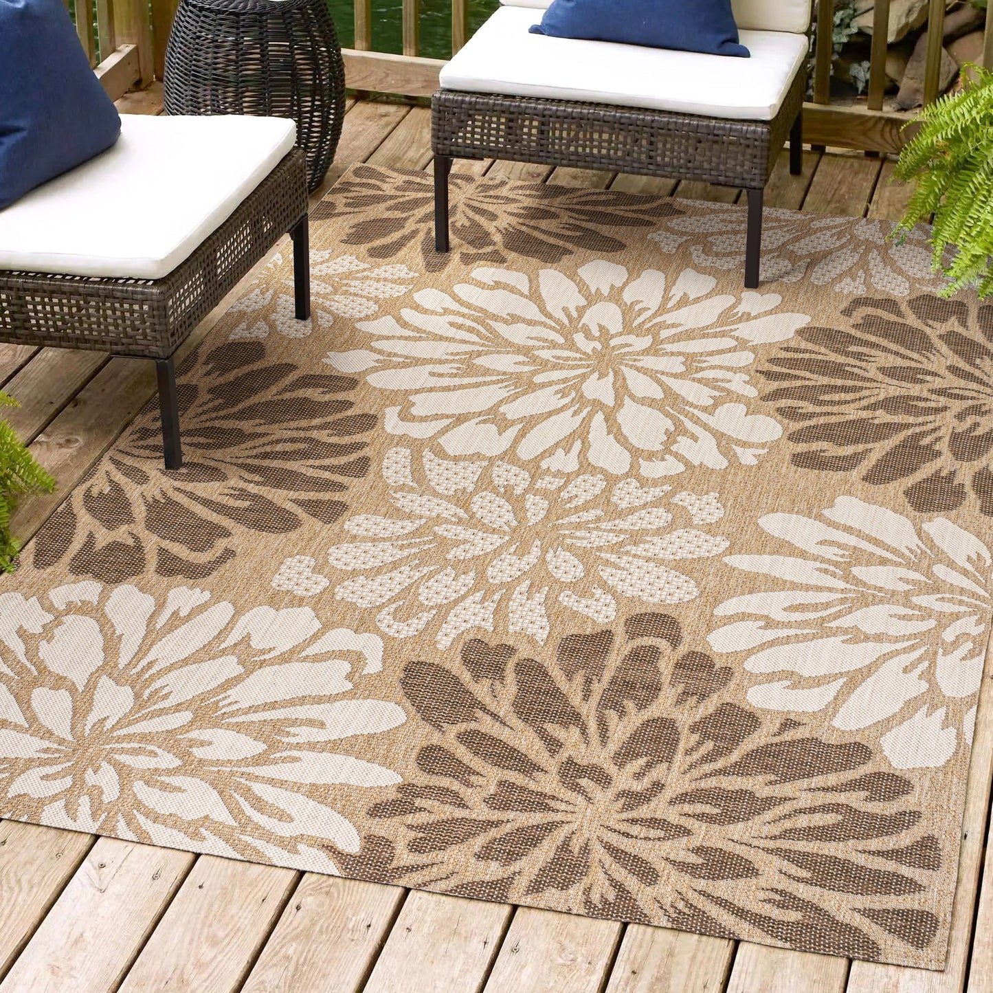 JONATHAN Y Floral Textured Weave Indoor/Outdoor Area Rug