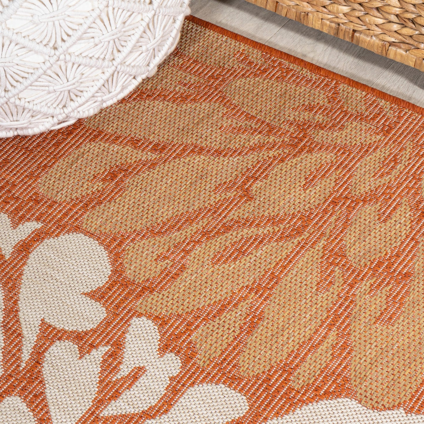 JONATHAN Y Floral Textured Weave Indoor/Outdoor Area Rug