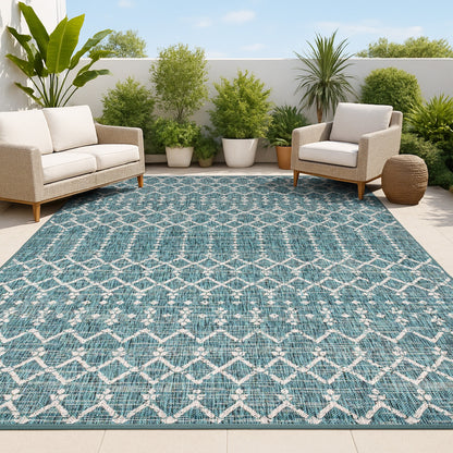 JONATHAN Y Trebol Moroccan Geometric Textured Weave Indoor/Outdoor Area Rug