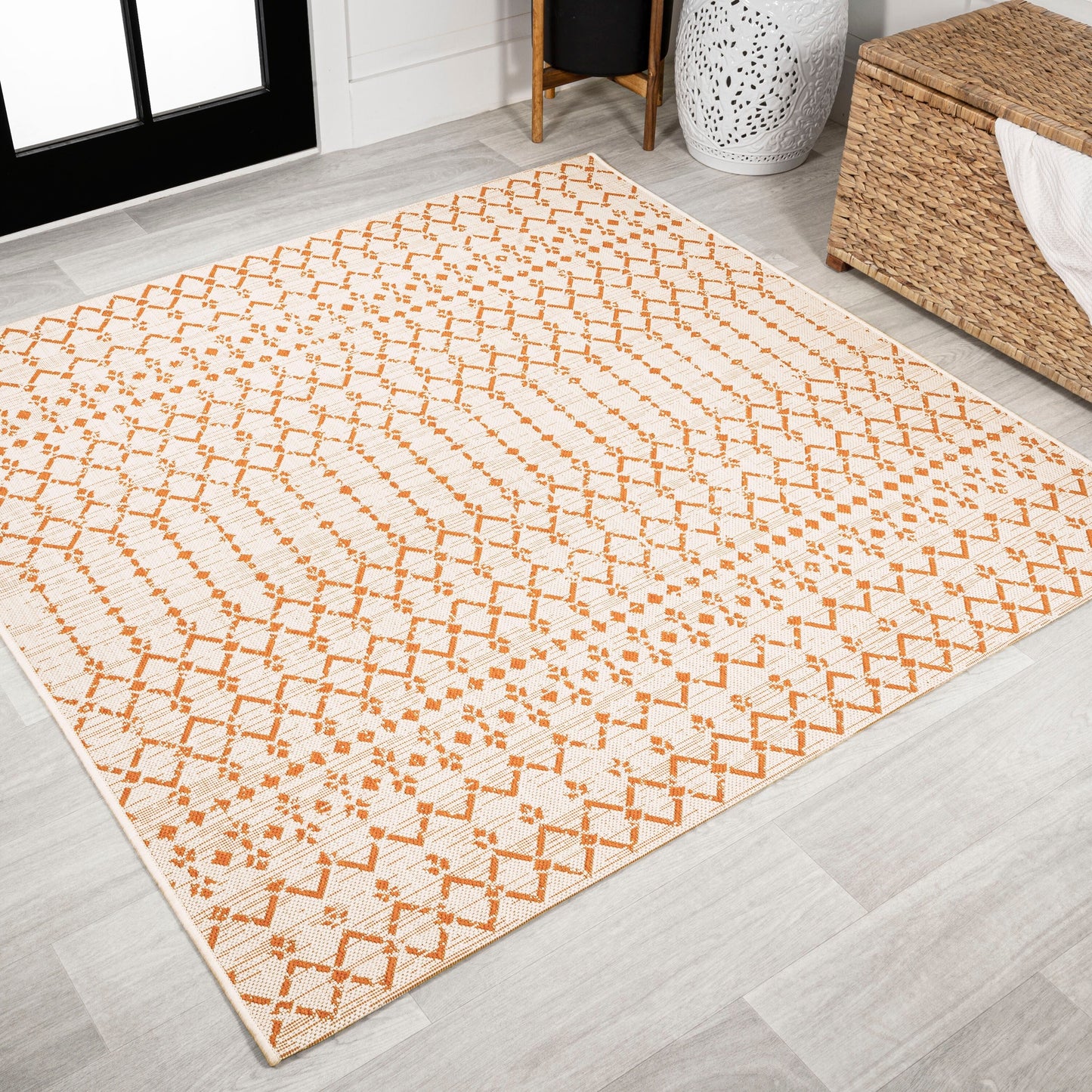 JONATHAN Y Trebol Moroccan Geometric Textured Weave Indoor/Outdoor Area Rug