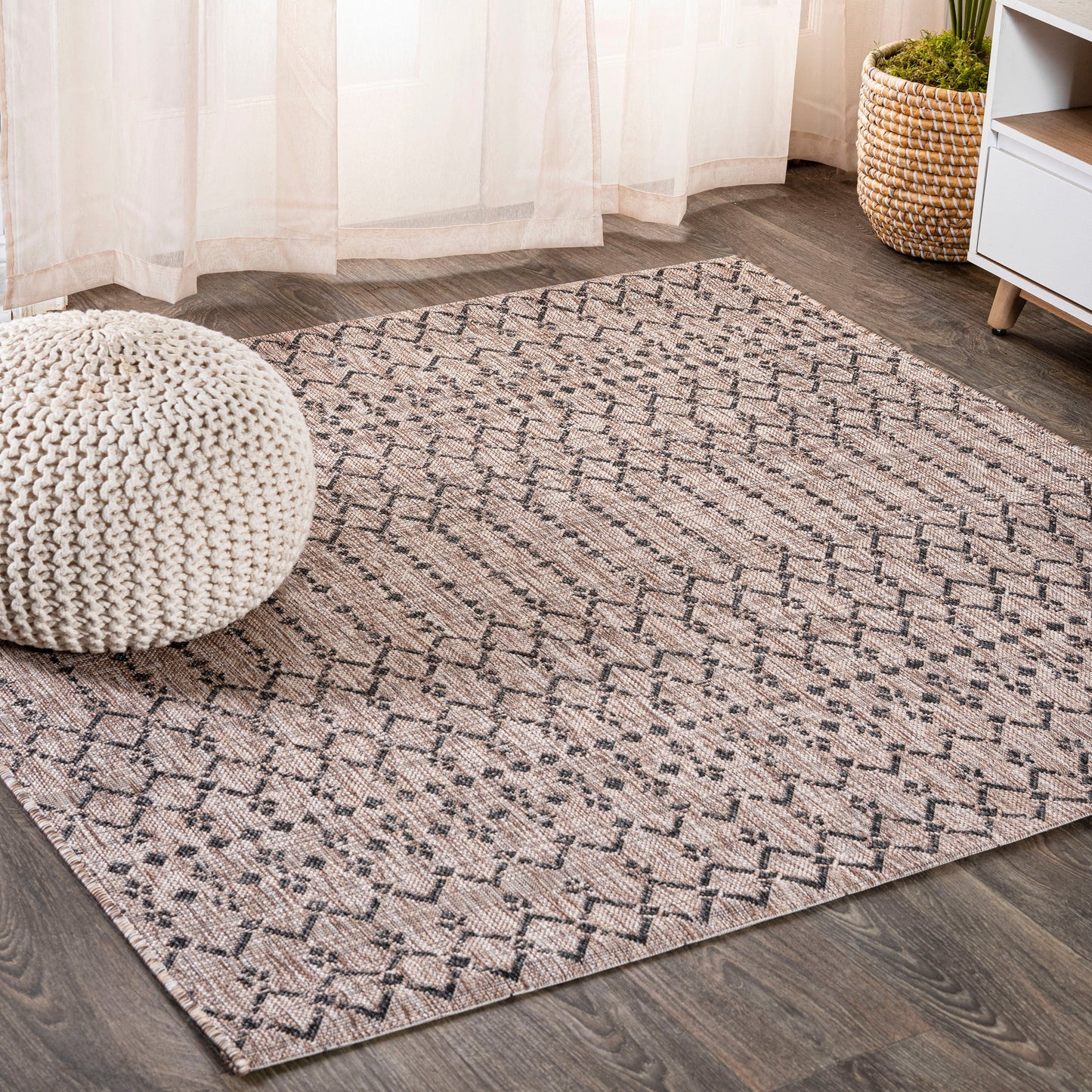 JONATHAN Y Trebol Moroccan Geometric Textured Weave Indoor/Outdoor Area Rug