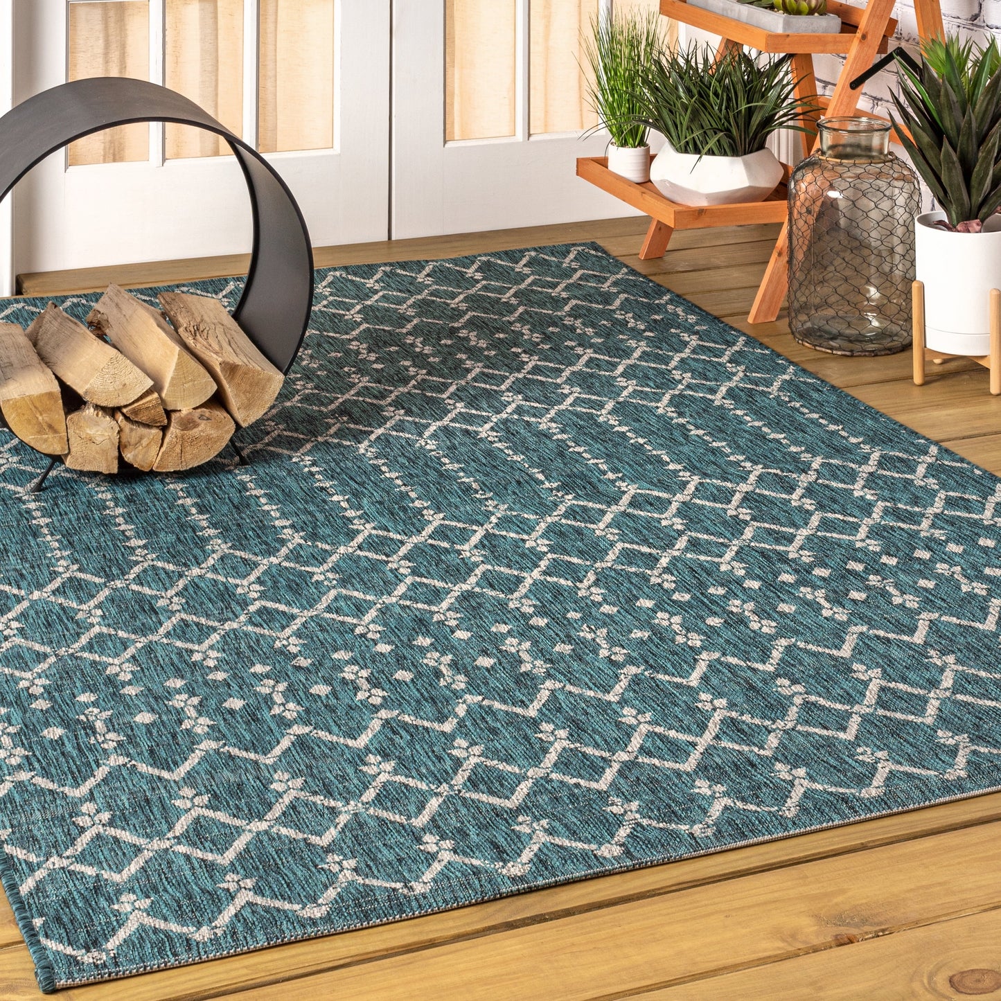 JONATHAN Y Trebol Moroccan Geometric Textured Weave Indoor/Outdoor Area Rug