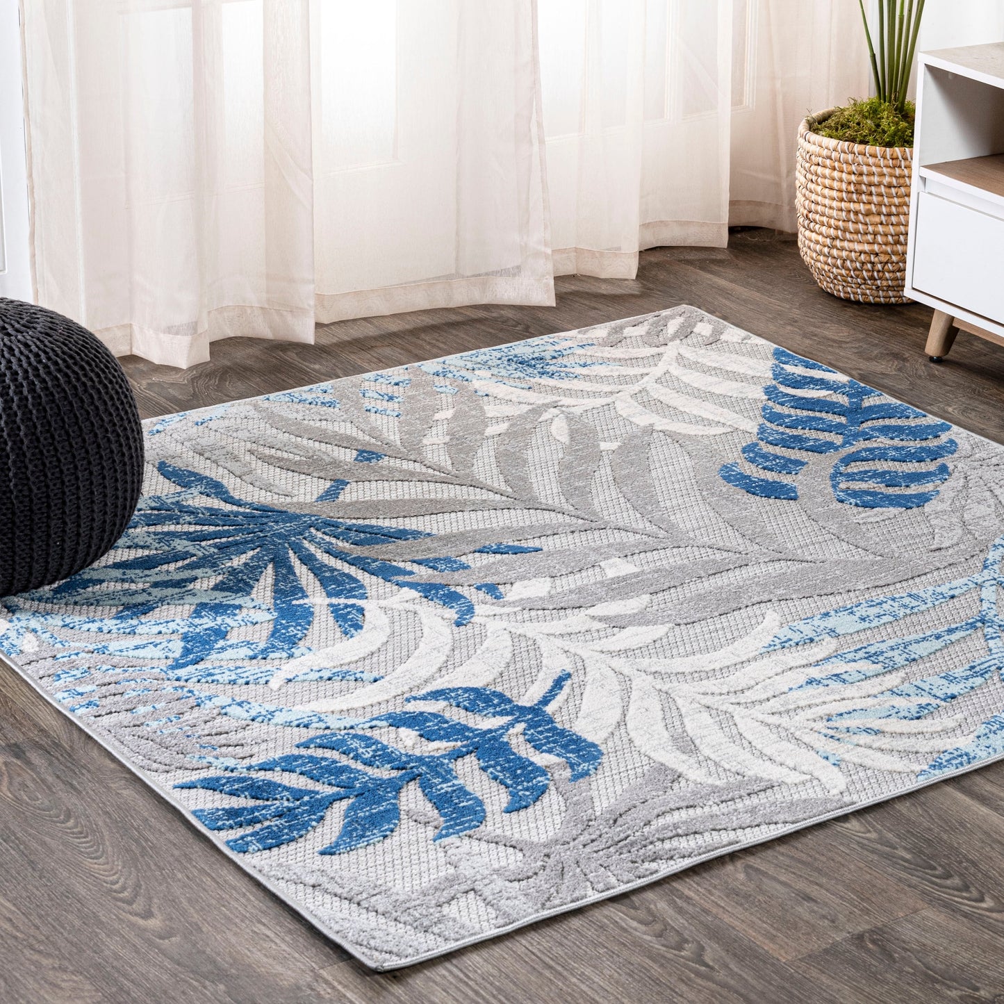 JONATHAN Y Aydin Palm Leaves Indoor/Outdoor Area Rug