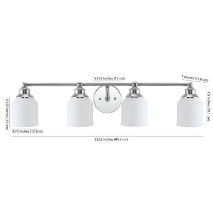 Jayne Iron/Frosted Glass Farmhouse Cottage LED Vanity Light, by JONATHAN Y