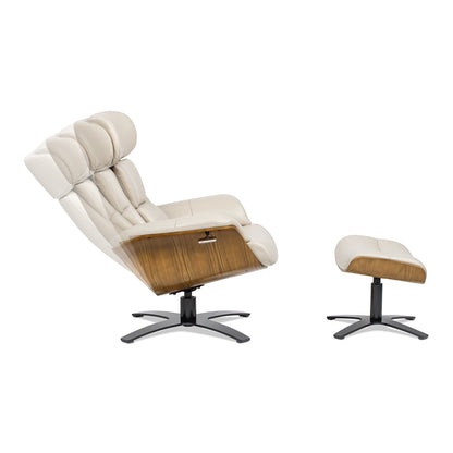 Fauteuil inclinable Jovan 31,5 en cuir véritable avec pouf