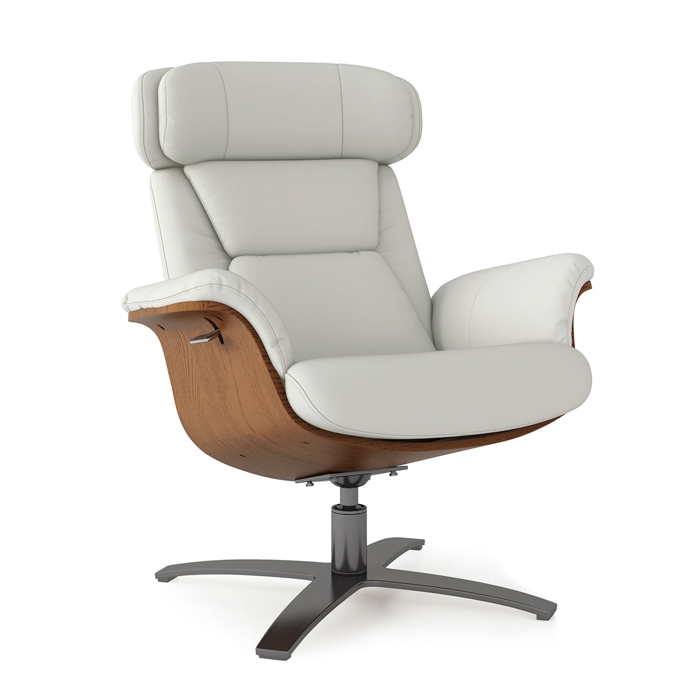 Fauteuil inclinable Jovan 31,5 en bois courbé et cuir véritable