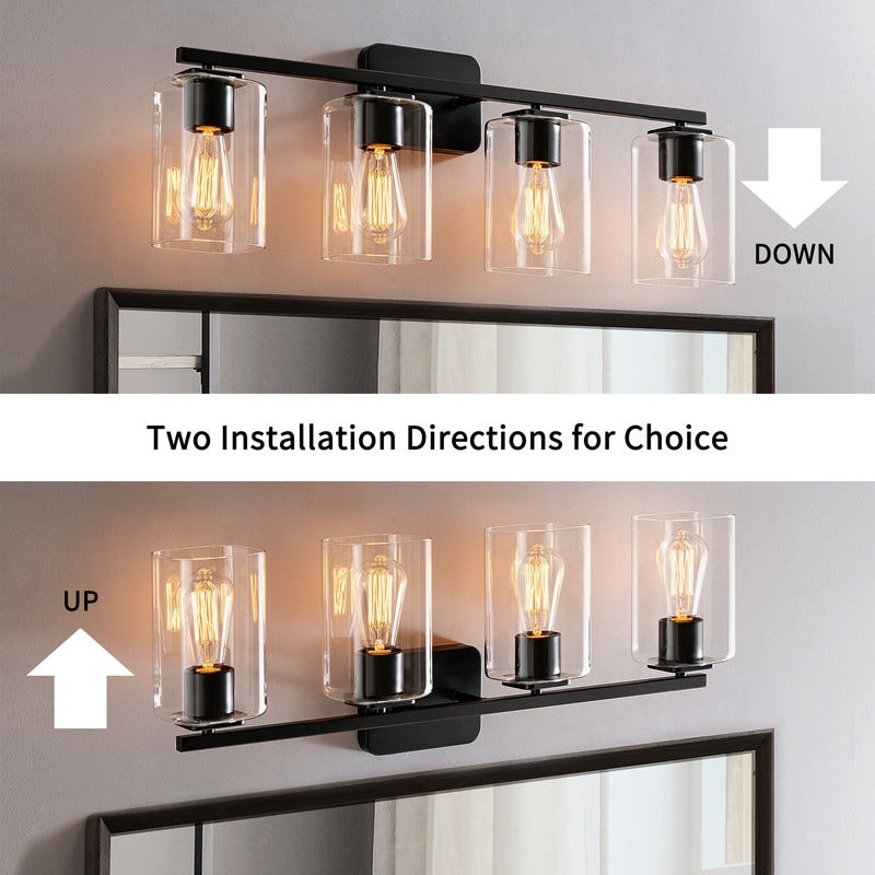 KAWOTI 29inch 4-Light Modern Bathroom Vanity Light with Clear Glass Shades