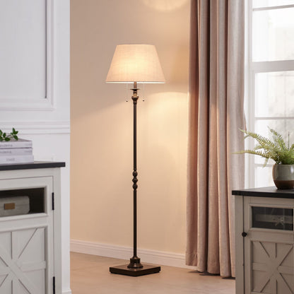 KAWOTI 60.5'' 2-Light Floor Lamp with Empire Fabric Shade