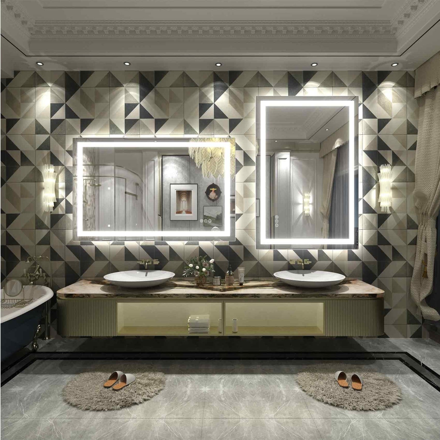 KIOTEE Super Bright Anti-fog LED Bathroom Mirror with Backlit and Front Lighting 3-Year Warranty