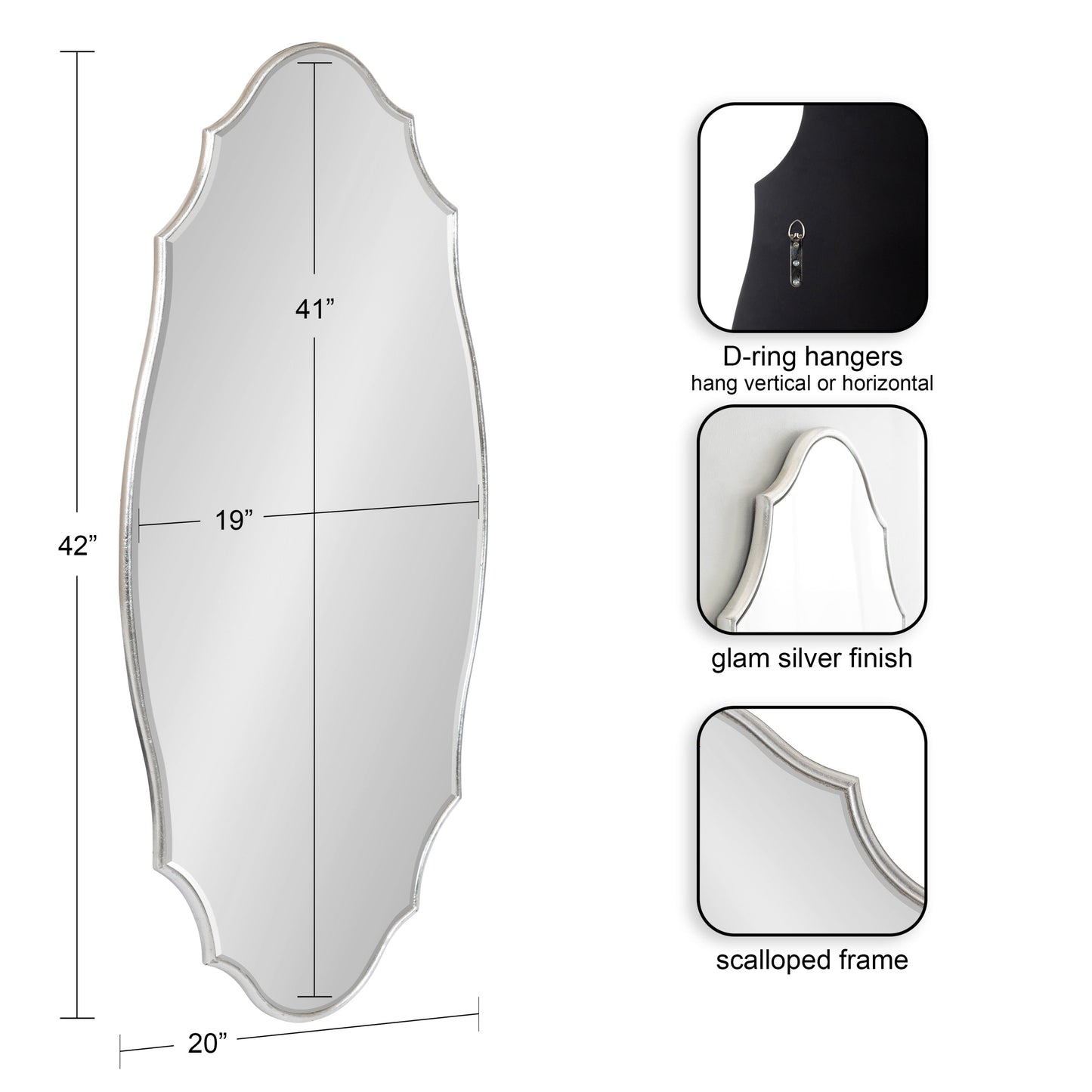 Miroir mural ovale festonné Kate et Laurel Leanna