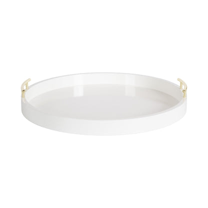 Kate and Laurel Lipton Round Decorative Tray with Metal Handles