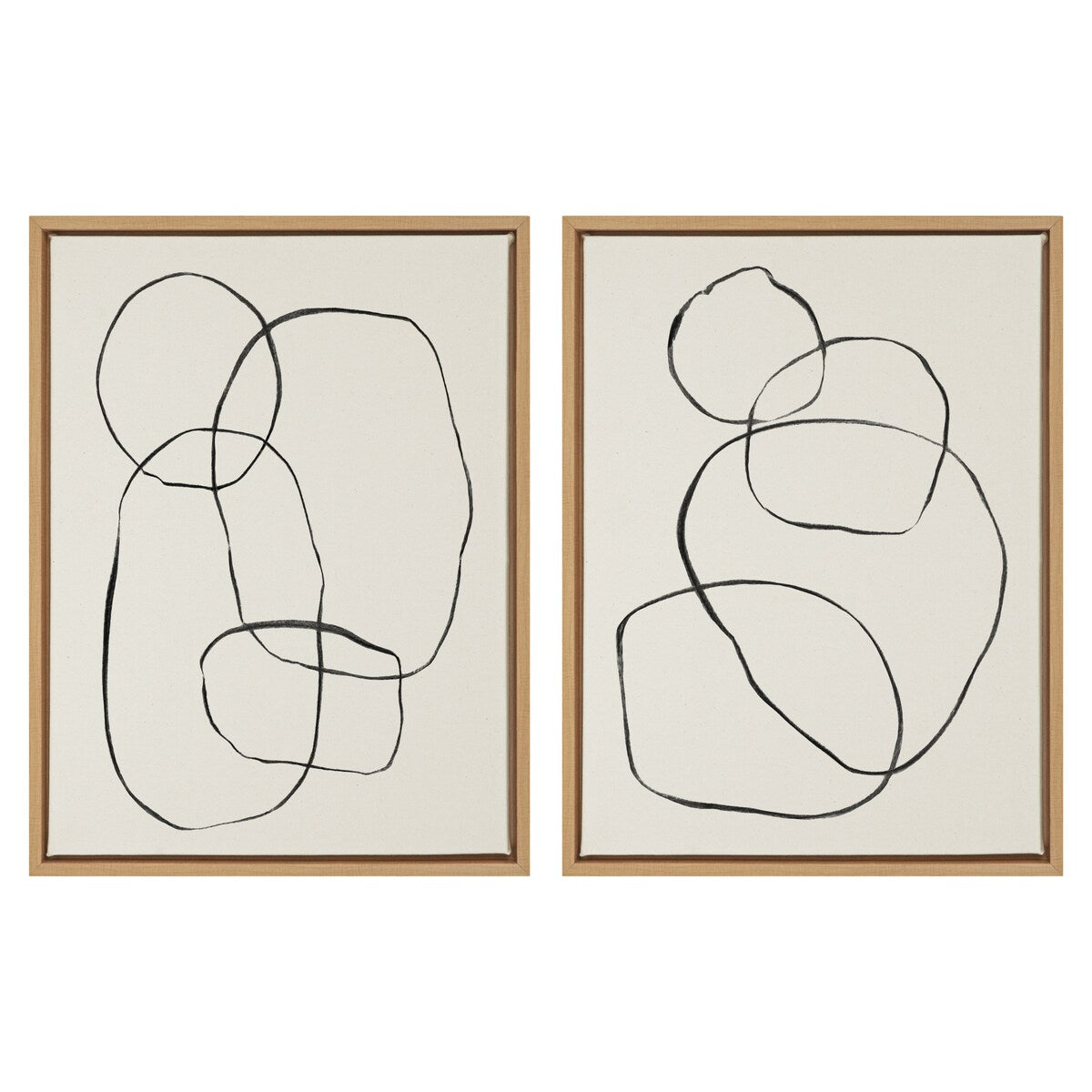 Kate and Laurel Sylvie Modern Circles Framed Canvas Set by Teju Reval