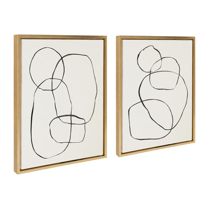 Kate and Laurel Sylvie Modern Circles Framed Canvas Set by Teju Reval