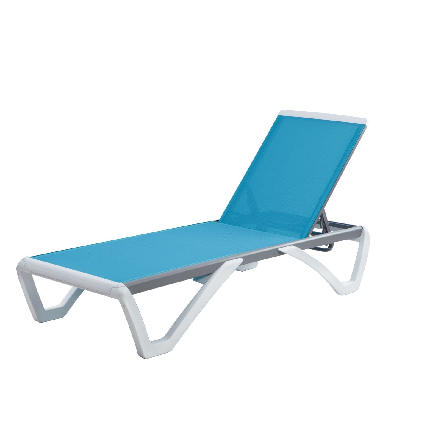 Chaise longue inclinable et réglable Kozyard Alan, pieds entièrement plats en aluminium et résine polypropylène