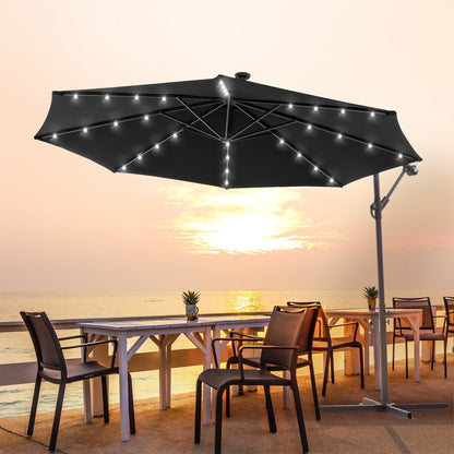 Parasol de terrasse déporté à LED LIVOOSUN de 10 pieds avec base croisée