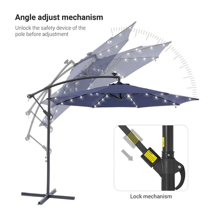 Parasol de terrasse déporté à LED LIVOOSUN de 10 pieds avec base croisée
