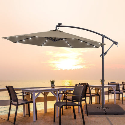 Parasol de terrasse déporté à LED LIVOOSUN de 10 pieds avec base croisée