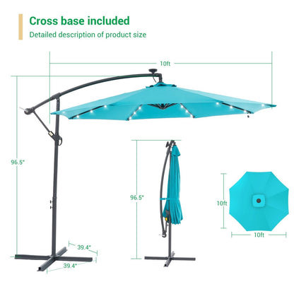 Parasol de terrasse déporté à LED LIVOOSUN de 10 pieds avec base croisée