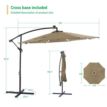 Parasol de terrasse déporté à LED LIVOOSUN de 10 pieds avec base croisée