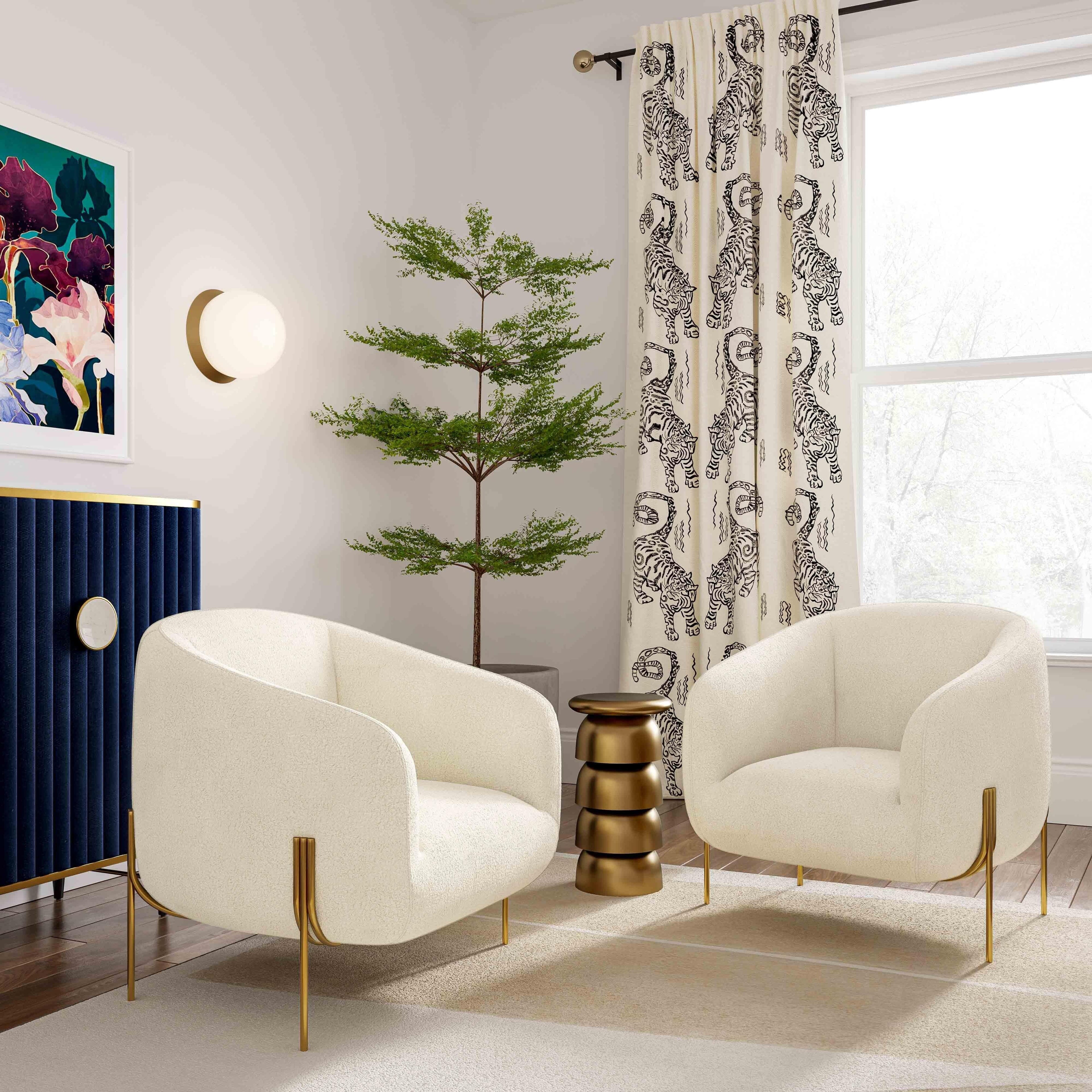 Fauteuil d'appoint en peau de mouton beige Throne