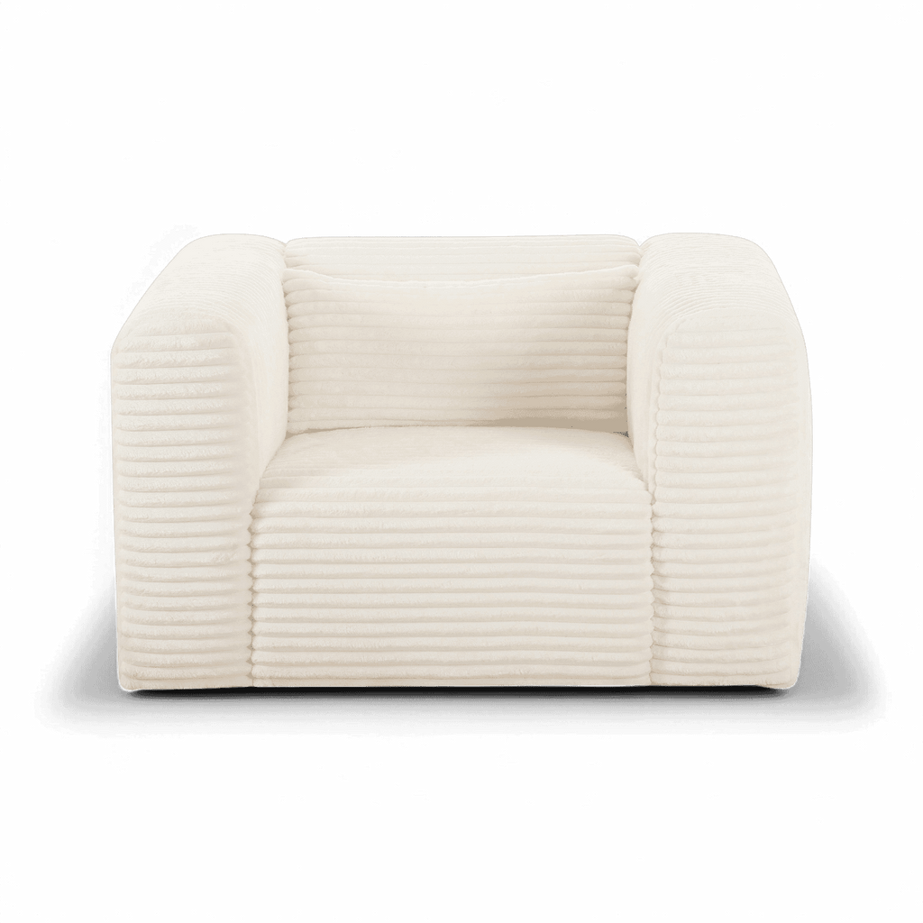 Fauteuil en velours côtelé beige Whisper