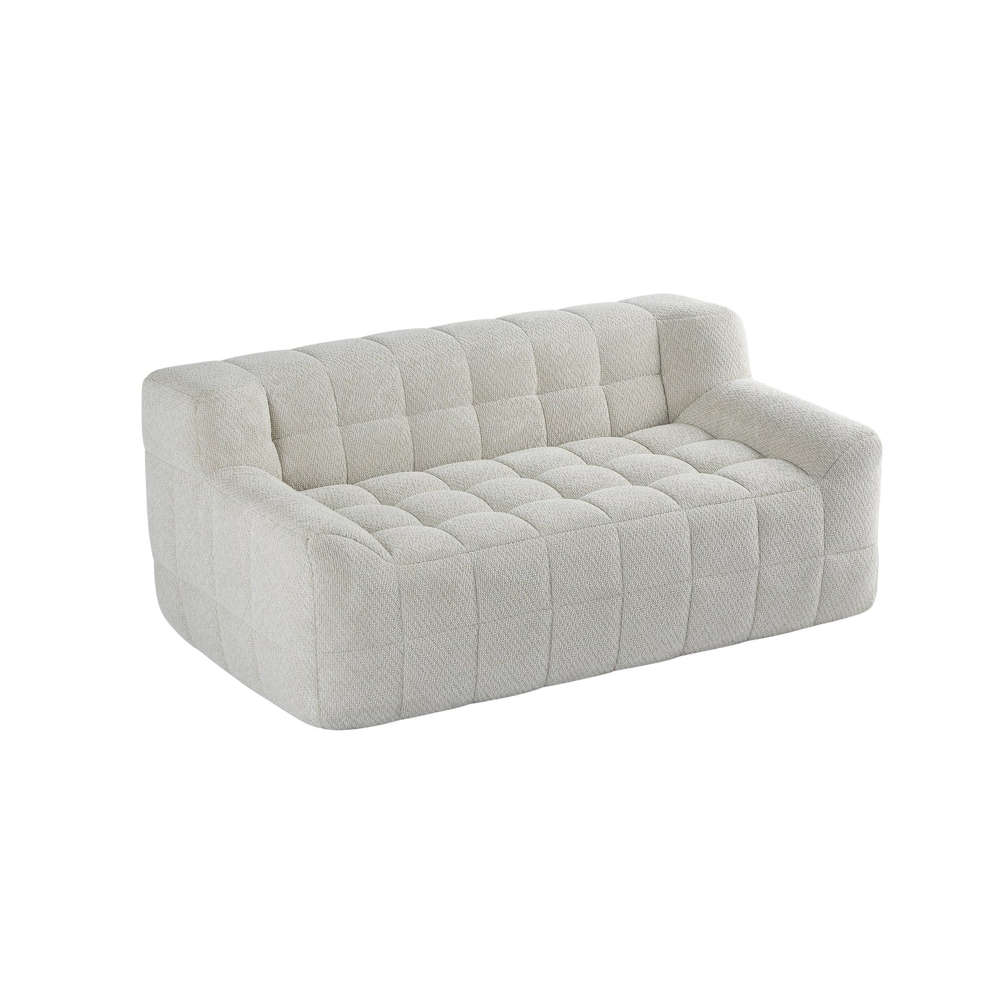 Canapé 2 places Liyasi à compression complète en velours litchi beige, aucun assemblage requis