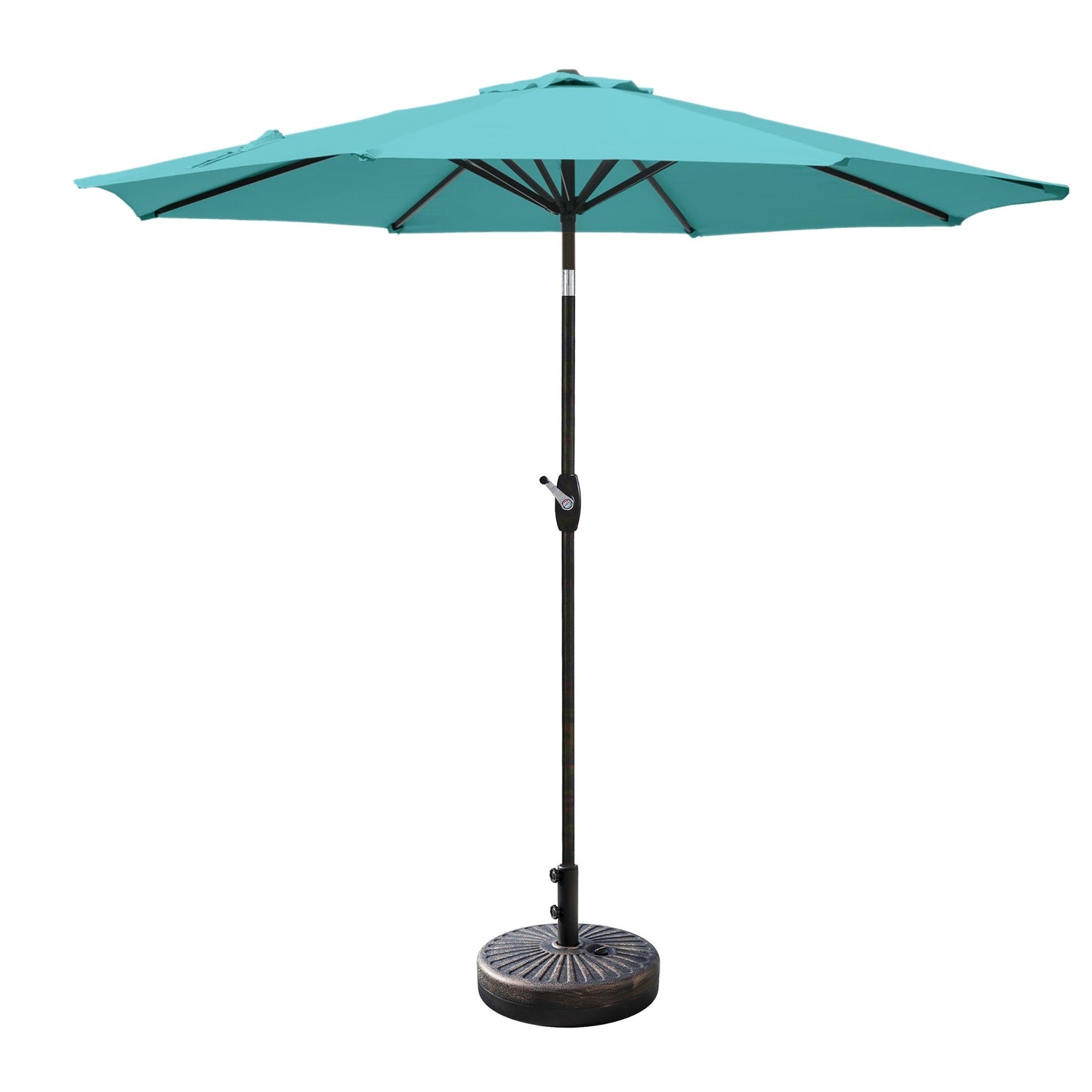 Parasol de patio Lopes de 9 pieds avec base en finition bronze et support de poids inclus