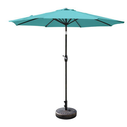 Parasol de patio Lopes de 9 pieds avec base en finition bronze et support de poids inclus