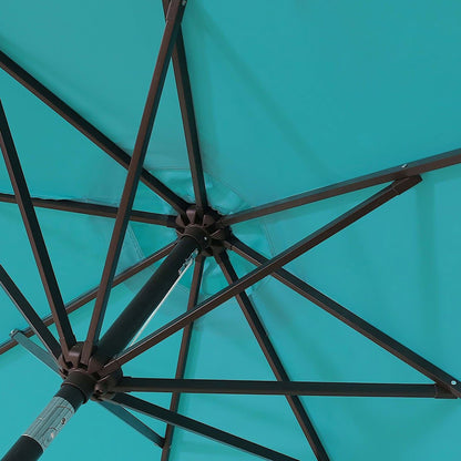 Parasol de patio Lopes de 9 pieds avec base en finition bronze et support de poids inclus