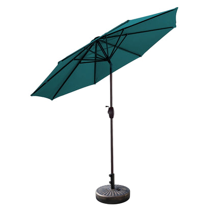 Parasol de patio Lopes de 9 pieds avec base en finition bronze et support de poids inclus